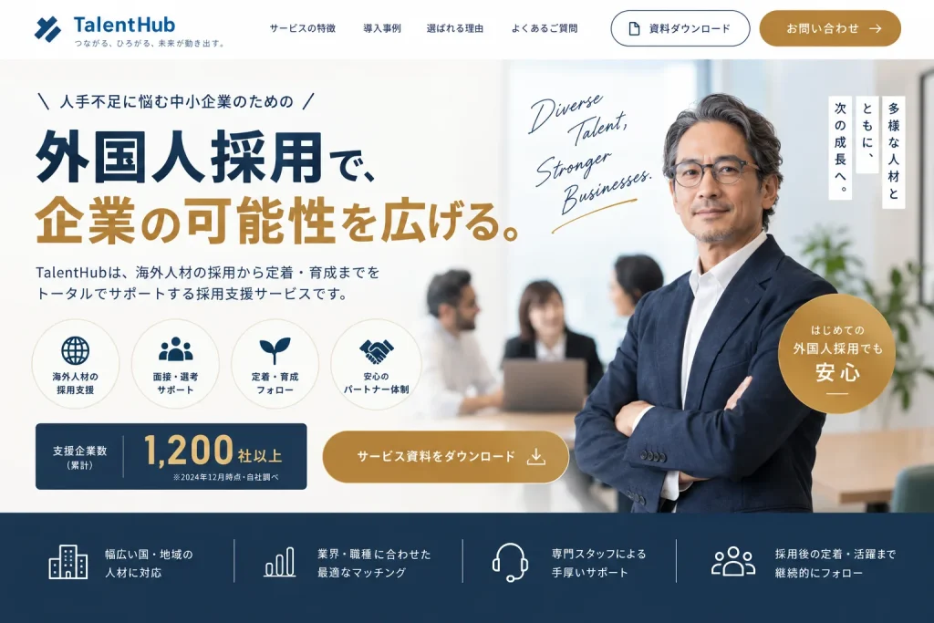 外国人材採用支援サービス LP制作