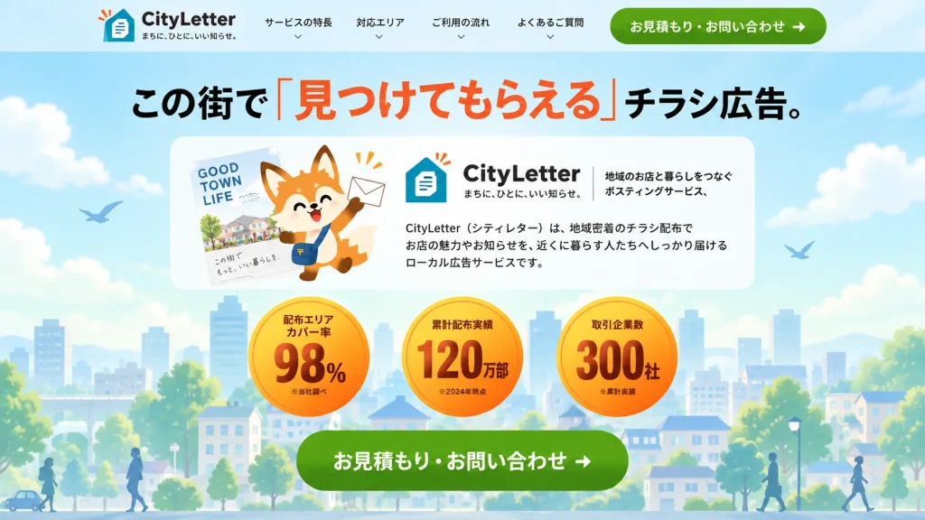 地域密着型ポスティングサービス LP制作